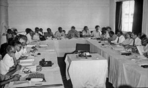 A seminar on Harappan civilization in the Indian Subcontinent held at Nedou’s Hotel, Srinagar, Kashmir, June 22-24, 1979, by the American Institute of Indian Studies (AIIS). Professor Gregory Possehl of the University of Pennsylvania was the Organiser of the seminar on behalf of AIIS.